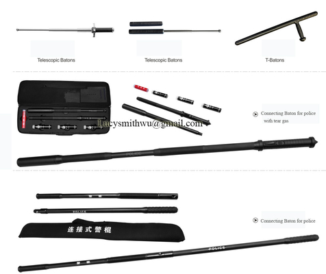 Police rubber riot T-baton，connecting baton for police with tear gas , telescopic batons