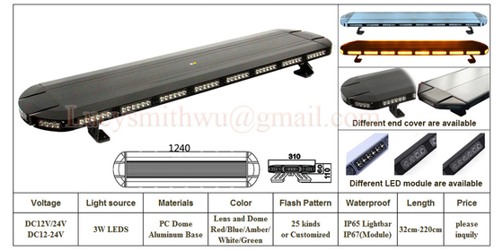 Amber DC12V 48'' Length 3W Led Full Length Low-Profile Lightbars, LYSBROER m flash,BARRA DE LUCE ST9600